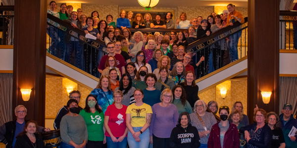 The stairs at Scottish Rite are filled with people who helped take part in a special project run by the reproductive rights committee