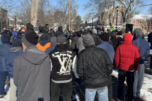 On a cold but beautiful winter day, people gathered around to hear our next governor speak about service
