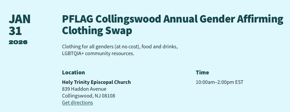 At the top "LGBTQIA+ Monthly Meeting". In the middle "Cooper River Indivisible" and pride ribbon around the outside