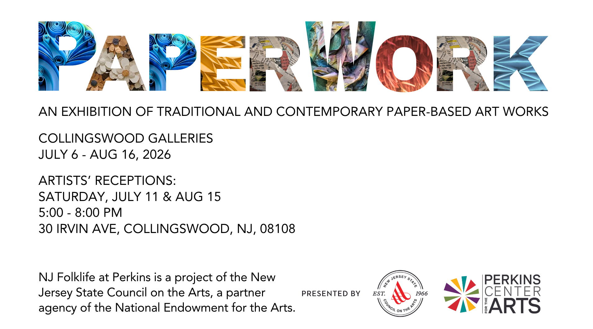 white background.Fancy Text that says "PaperWork"Then details about the show....to get details, click on the button below